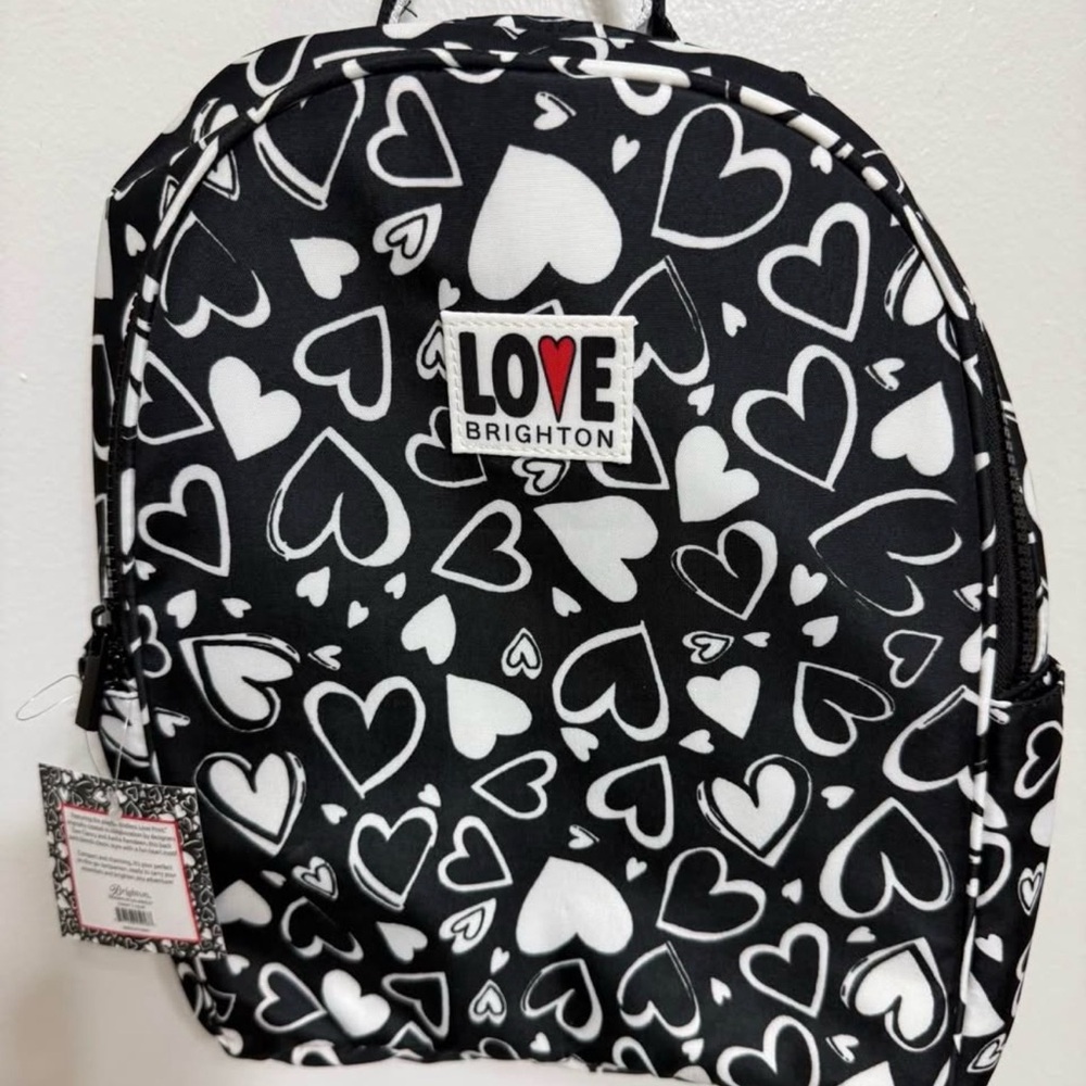 NWT! Brighton Black and White Heart Print Backpack